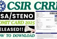 CSIR CRRI JSA and Stenographer Admit Card 2025
