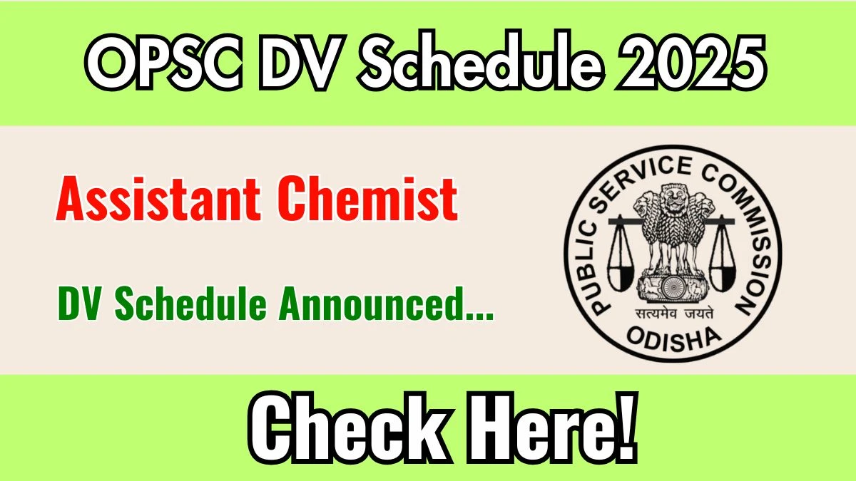 OPSC Assistant Chemist DV Schedule 2025: Check Document Verification Date @ opsc.gov.in